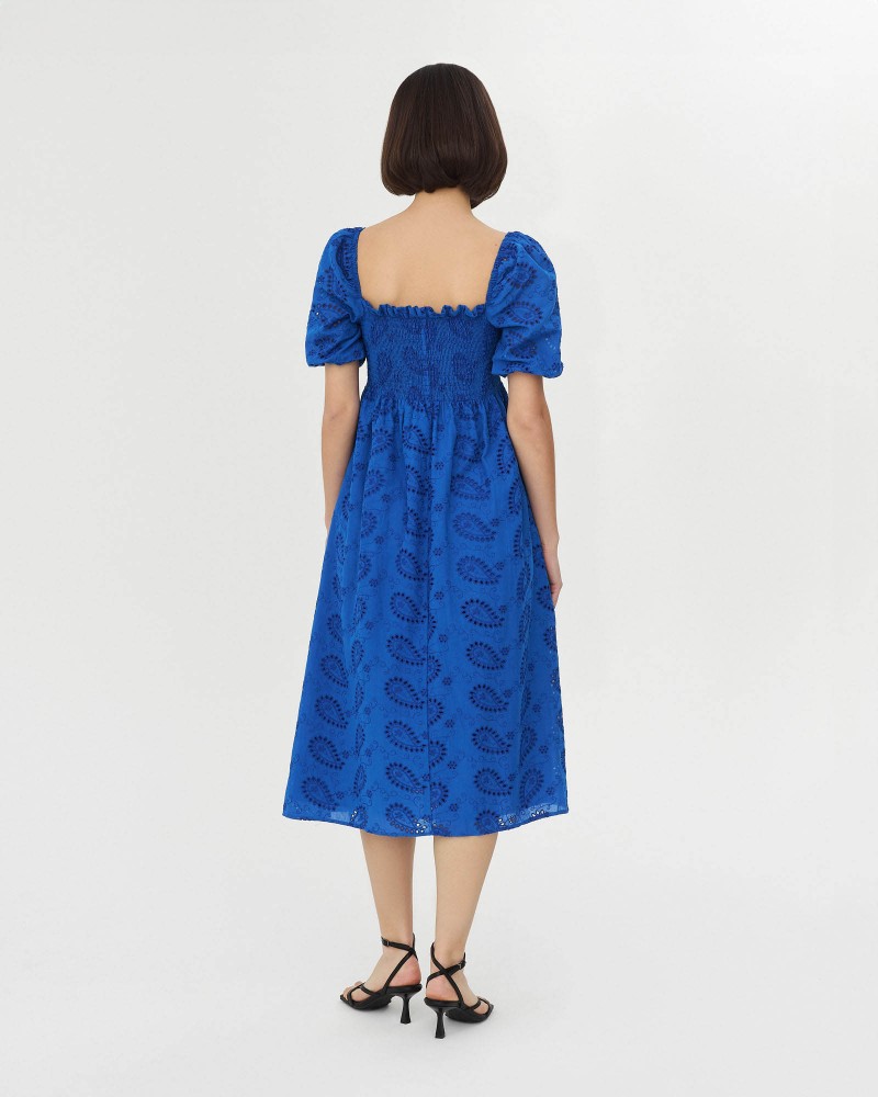 Сукня Perforated з еластичним корсетом та розрізом від FASHIONISTA яскраво-синій