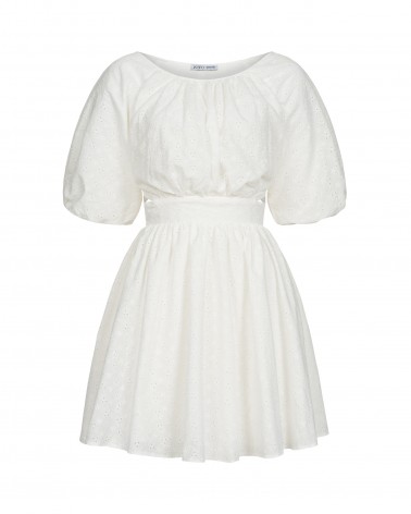 Сукня Perforated з вирізами та об'ємними рукавами від FASHIONISTA білий