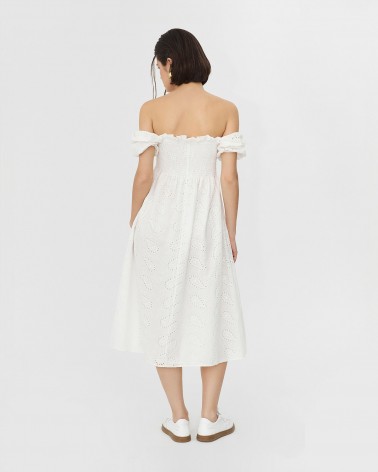 Сукня Perforated з еластичним корсетом та розрізом від FASHIONISTA білий