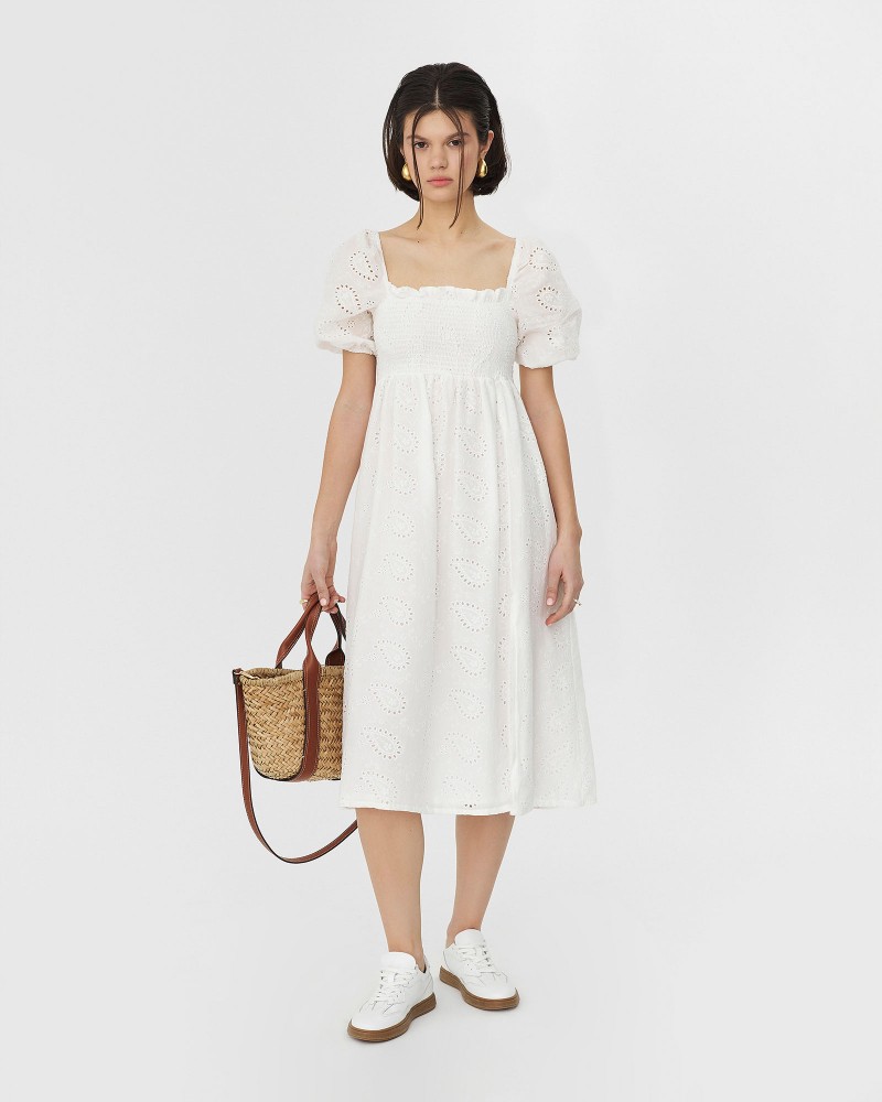 Сукня Perforated з еластичним корсетом та розрізом від FASHIONISTA білий