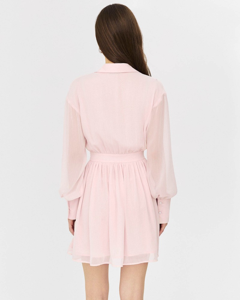 Сукня-сорочка шифонова з декоративним поясом від FASHIONISTA рожевий