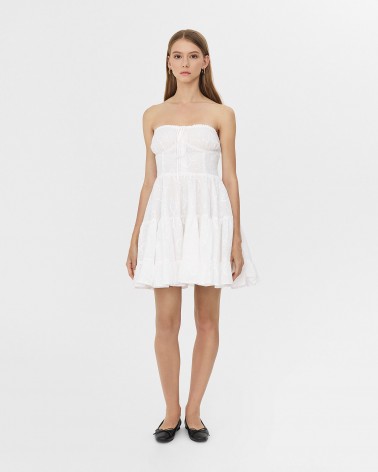 Сукня Perforated з імітацією корсета та спідницею-кльош від FASHIONISTA білий