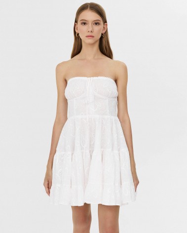 Сукня Perforated з імітацією корсета та спідницею-кльош від FASHIONISTA білий