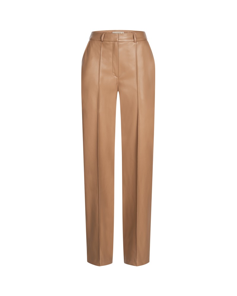 Пісочні штани зі штучної шкіри з декоративними швами FASHIONISTA Пісочні штани зі штучної шкіри з декоративними швами FASHIONISTA