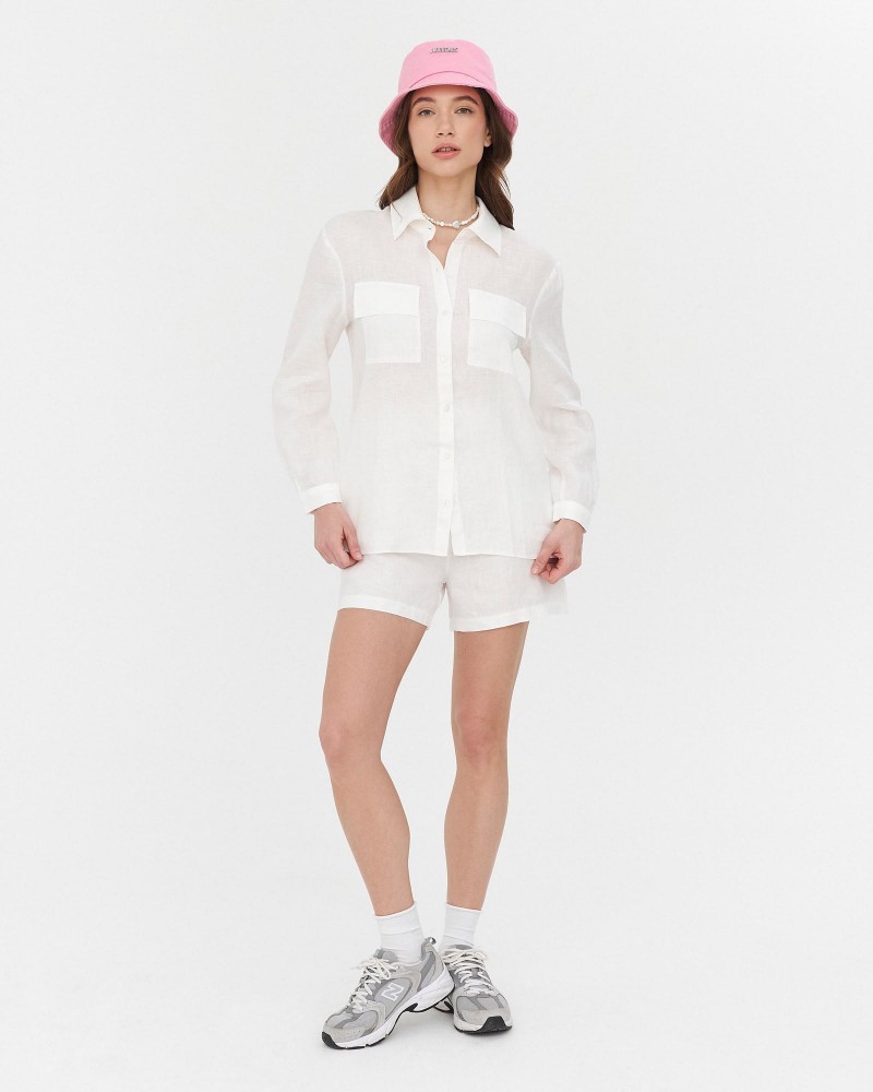 Сорочка лляна з накладними кишенями від FASHIONISTA молочний