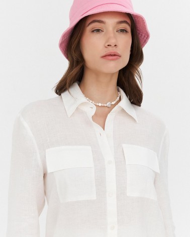 Сорочка лляна з накладними кишенями від FASHIONISTA молочний