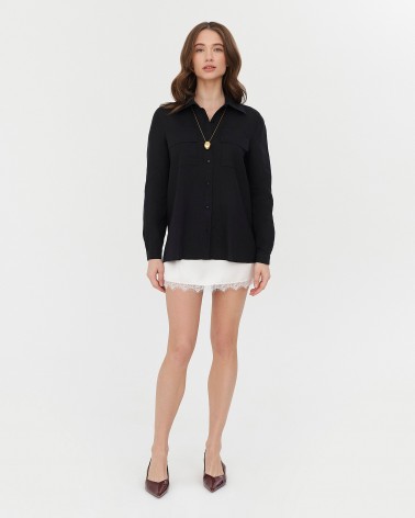 Сорочка лляна з накладними кишенями від FASHIONISTA чорний