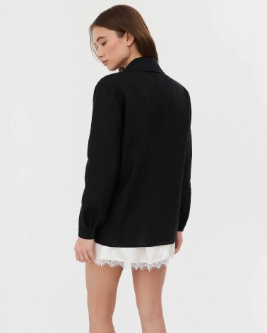 Сорочка лляна з накладними кишенями від FASHIONISTA чорний