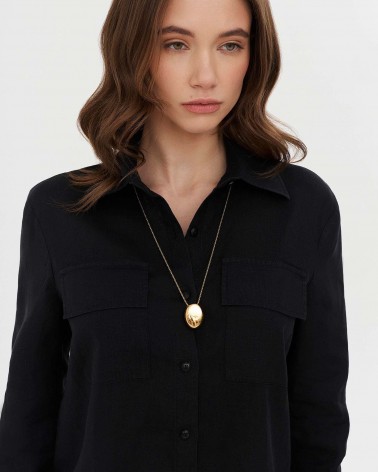 Сорочка лляна з накладними кишенями від FASHIONISTA чорний