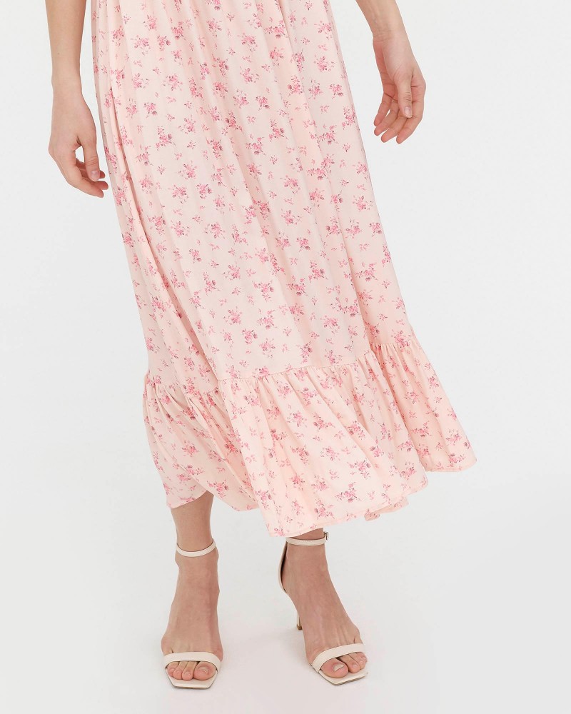 Сарафан з квітковим принтом та зав'язкою від FASHIONISTA світло-рожевий