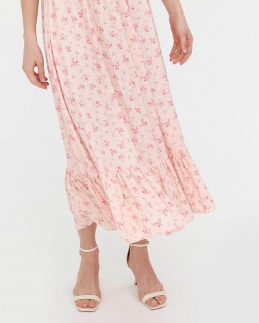Сарафан з квітковим принтом та зав'язкою від FASHIONISTA світло-рожевий
