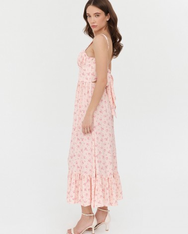 Сарафан з квітковим принтом та зав'язкою від FASHIONISTA світло-рожевий