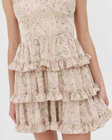 Сукня з імітацією корсета та рюшами від FASHIONSTA бежевий