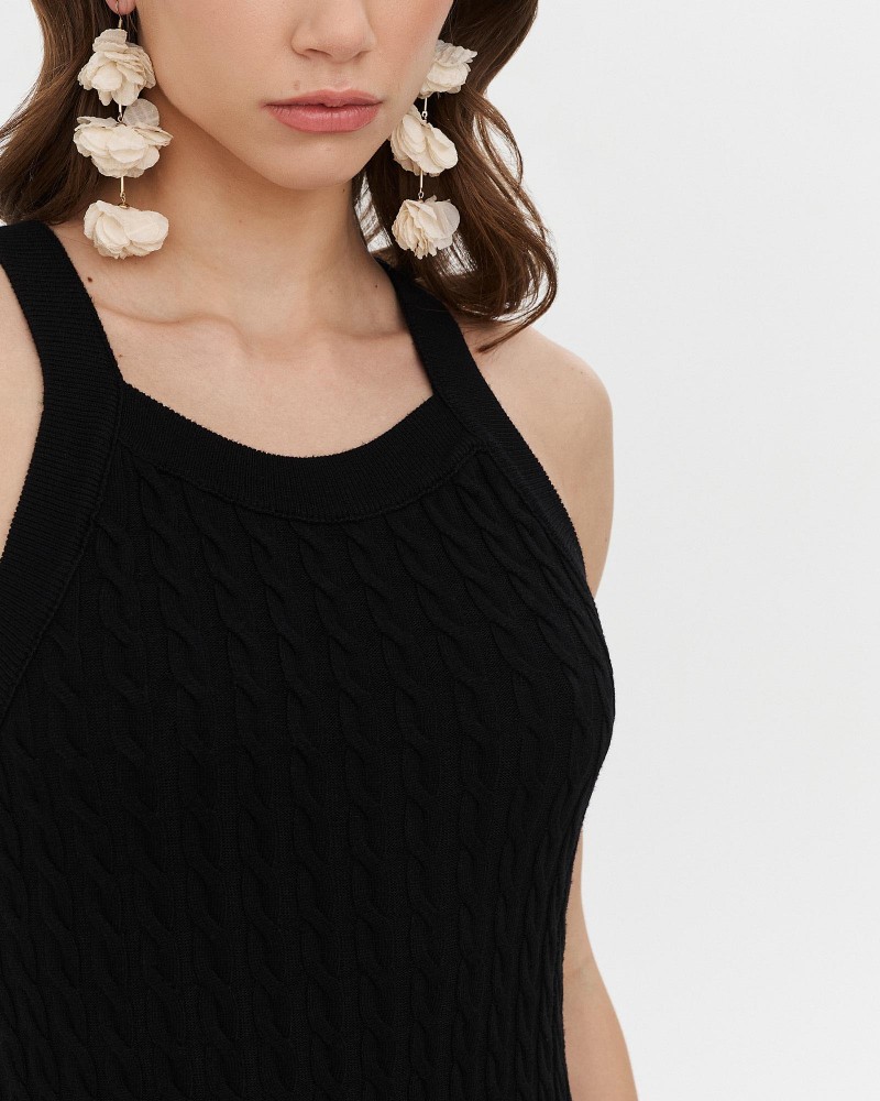 Сукня трикотажна з широкими бретелями від FASHIONSTA чорний Сукня трикотажна з широкими бретелями від FASHIONSTA чорний