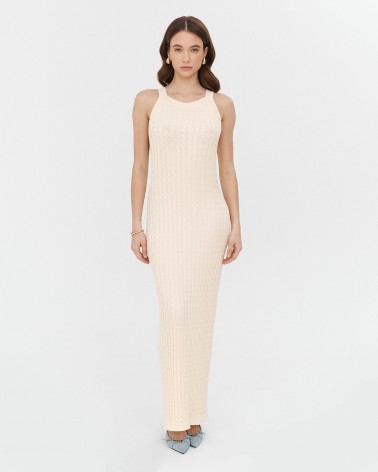 Сукня трикотажна з широкими бретелями від FASHIONSTA кремовий