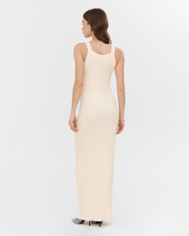 Сукня трикотажна з широкими бретелями від FASHIONSTA кремовий