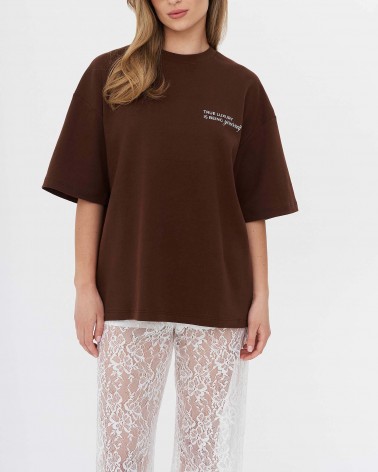 Футболка з написом від FASHIONISTA коричневий
