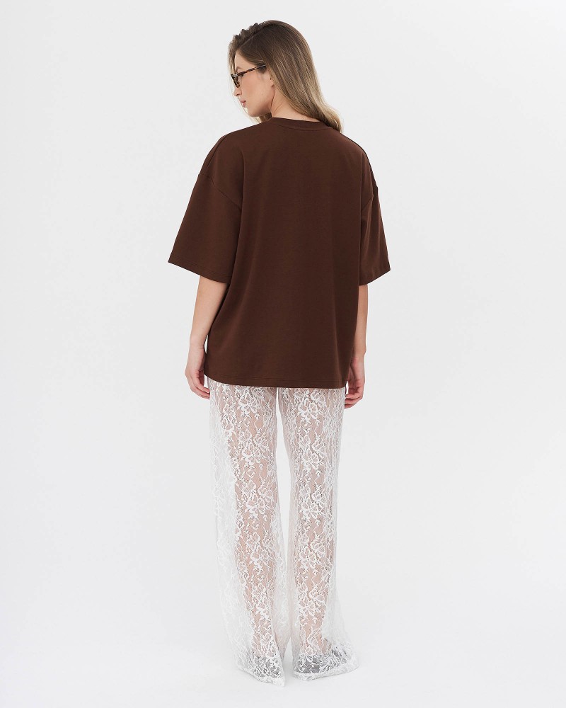 Футболка з написом від FASHIONISTA коричневий