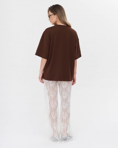 Футболка з написом від FASHIONISTA коричневий