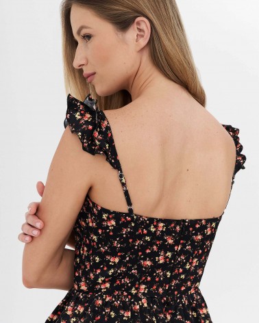 Сукня з імітацією корсета та рюшами від FASHIONSTA чорний