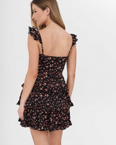 Сукня з імітацією корсета та рюшами від FASHIONSTA чорний