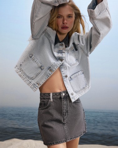 Спідниця-міні джинсова (KS) від FASHIONISTA темно-сірий