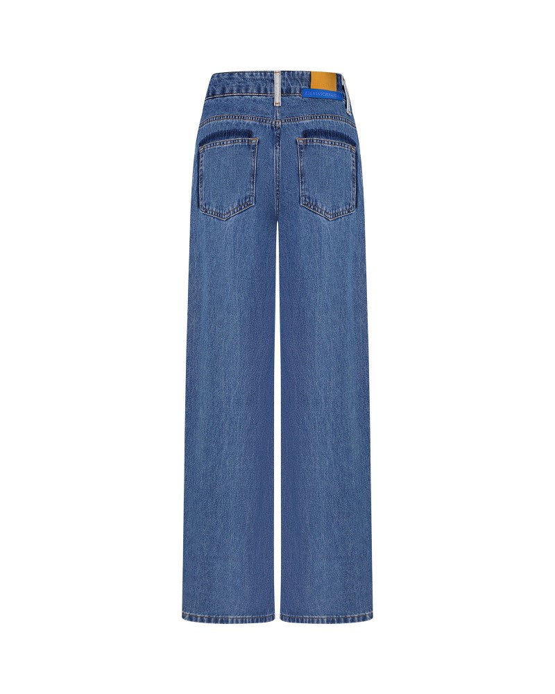 Джинси Straight з розрізом (KS) від FASHIONISTA синій