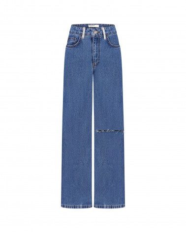 Джинси Straight з розрізом (KS) від FASHIONISTA синій