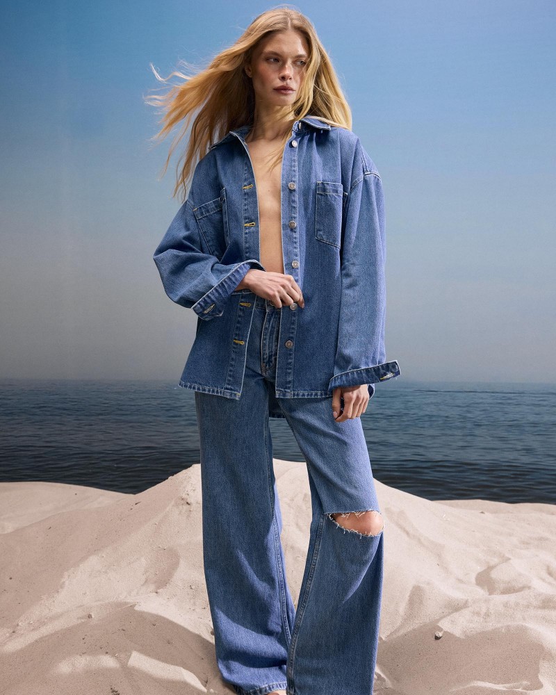 Джинси Straight з розрізом (KS) від FASHIONISTA синій