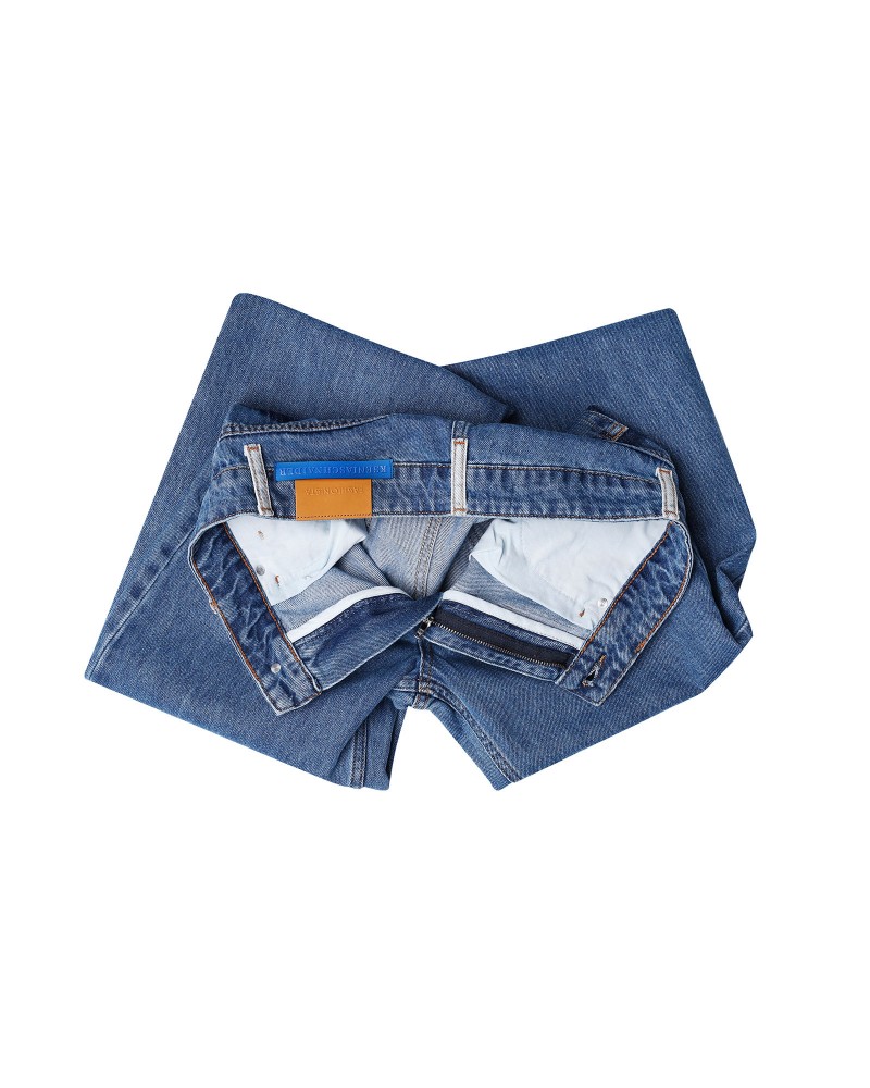 Джинси Straight з розрізом (KS) від FASHIONISTA синій