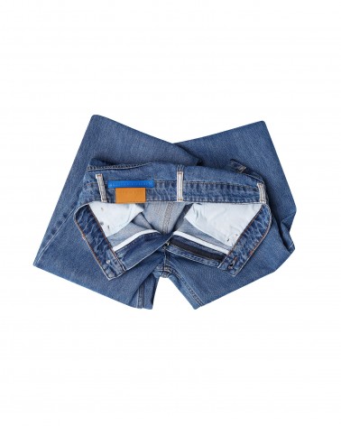 Джинси Straight з розрізом (KS) від FASHIONISTA синій