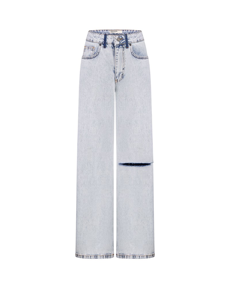 Джинси Straight з розрізом (KS) від FASHIONISTA блакитний