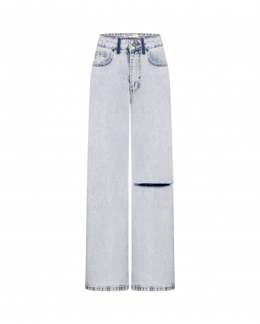 Джинси Straight з розрізом (KS) від FASHIONISTA блакитний