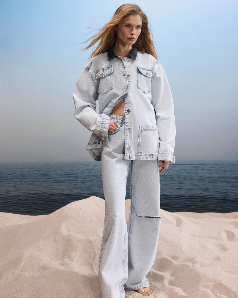 Джинси Straight з розрізом (KS) від FASHIONISTA блакитний