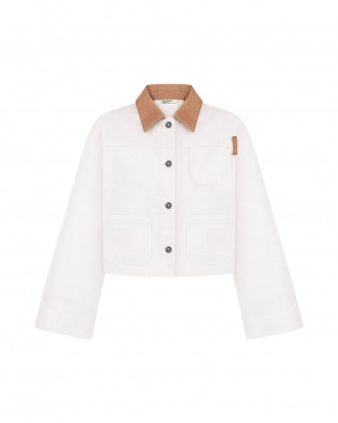 Куртка джинсова з контрастним коміром (KS) від FASHIONISTA молочний