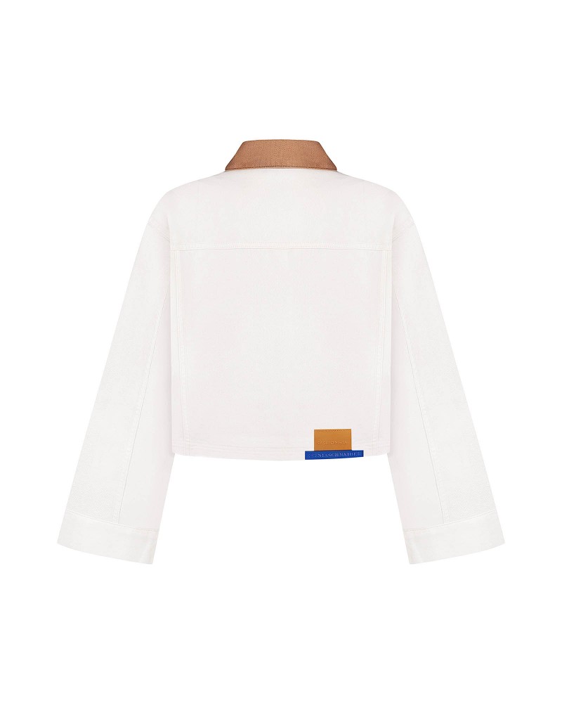 Куртка джинсова з контрастним коміром (KS) від FASHIONISTA молочний