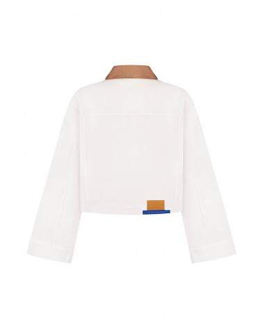 Куртка джинсова з контрастним коміром (KS) від FASHIONISTA молочний