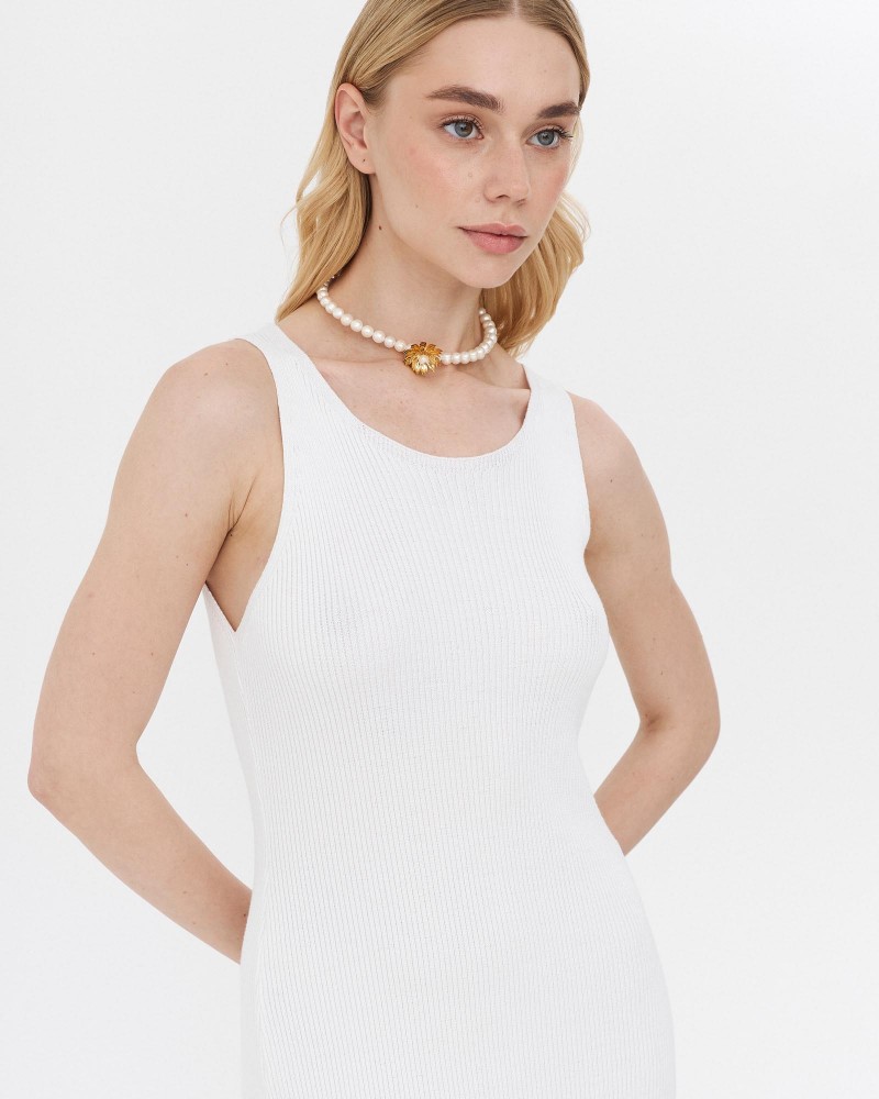 Сукня трикотажна з бахромою від FASHIONSTA білий