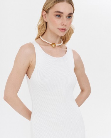 Сукня трикотажна з бахромою від FASHIONSTA білий
