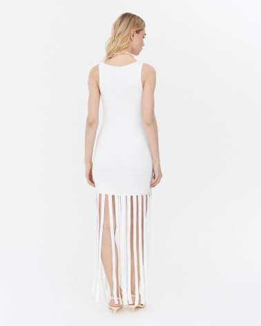 Сукня трикотажна з бахромою від FASHIONSTA білий