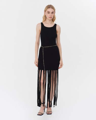 Сукня трикотажна з бахромою від FASHIONSTA чорний