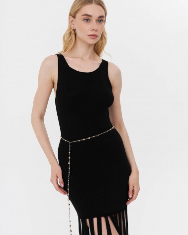 Сукня трикотажна з бахромою від FASHIONSTA чорний