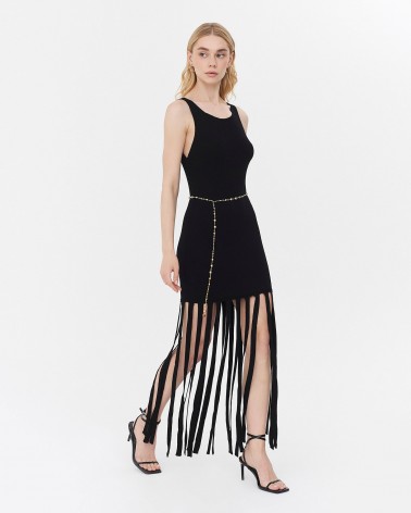 Сукня трикотажна з бахромою від FASHIONSTA чорний