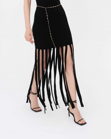 Сукня трикотажна з бахромою від FASHIONSTA чорний