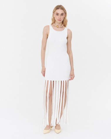 Сукня трикотажна з бахромою від FASHIONSTA білий
