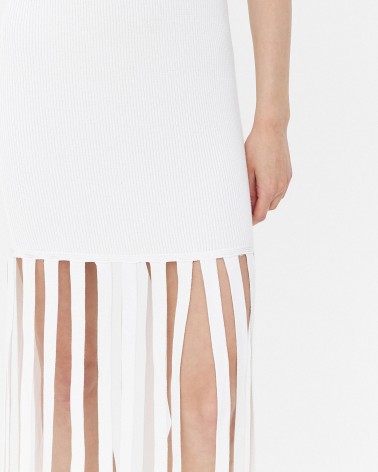 Сукня трикотажна з бахромою від FASHIONSTA білий