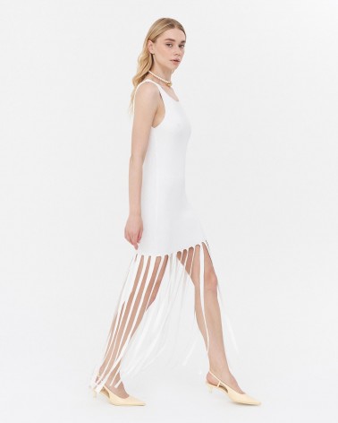 Сукня трикотажна з бахромою від FASHIONSTA білий