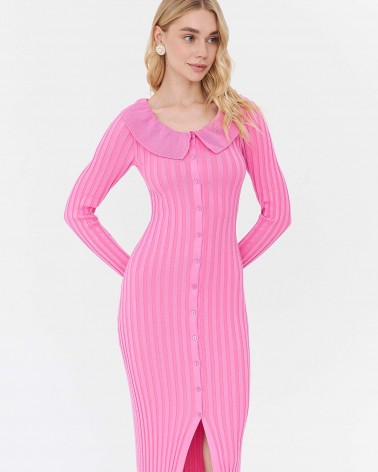 Сукня трикотажна з рюшами та коміром від FASHIONISTA рожевий