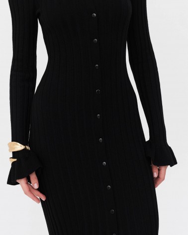 Сукня трикотажна з рюшами та коміром від FASHIONISTA чорний