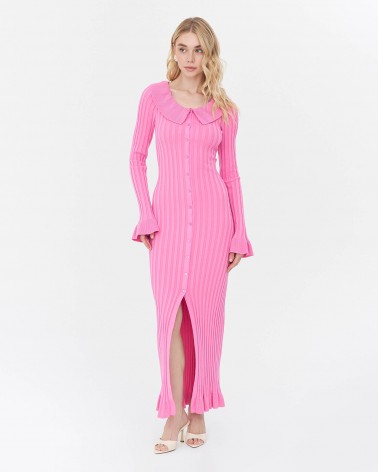 Сукня трикотажна з рюшами та коміром від FASHIONISTA рожевий